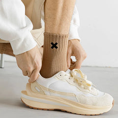 Lbsfy Spring Autumn Winter Men's Sports Mid-tube Short Crew Socks Cotton X Letter Embroidery Long Socks Casual Socks White Black Sox