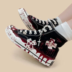 LBSFY  -  Sneakers High Top Graffiti Hand Painted Canvas Shoes Unisex Teenager Students Individual Shoes