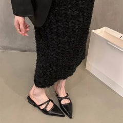 LBSFY  Summer Women's Pointed Toe Mules Slippers Fashion Shallow Slip On Slides Elegant Dress Street Style Shoes