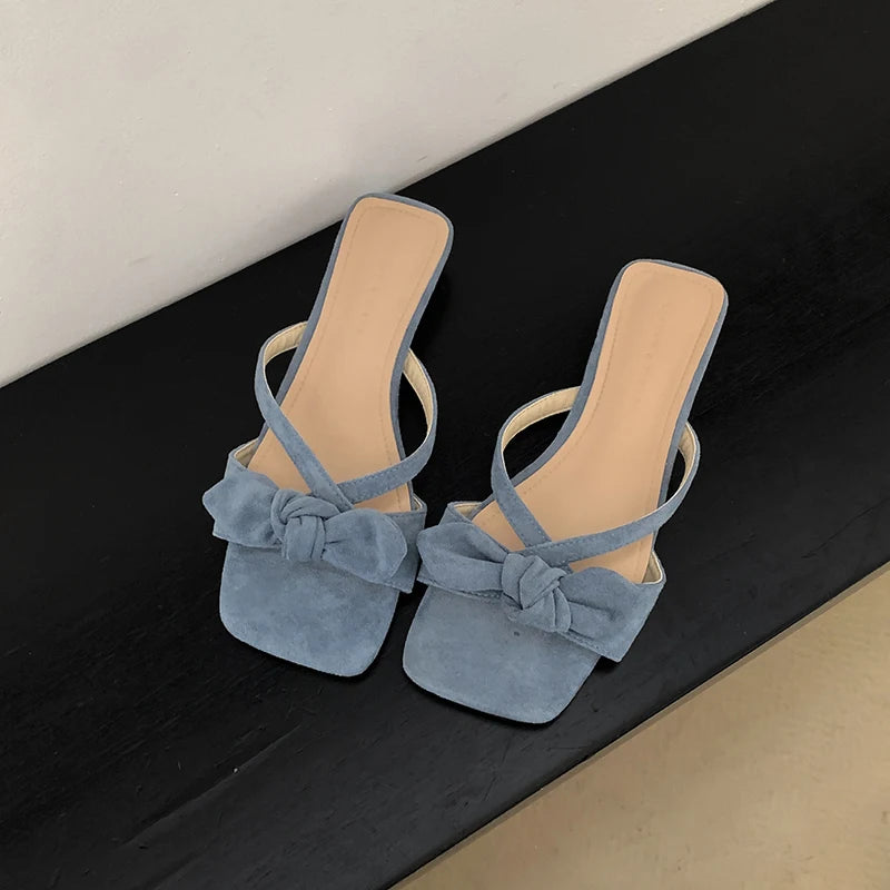 LBSFY  Summer Women Fashion Butterfly-knot Slippers Casual Open Toe Beach Vacation Slides Party Dress Shoes