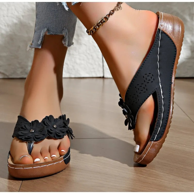 LBSFY -Women Orthopedic Sandals Casual Wedge Sandals Breathable Thick Sole Beach Shoes Comfortable Clip Toe Sandals for Outdoor Travel