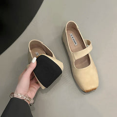 LBSFY -Square Toe Women Ballet Flats Shoes Fashion Shallow Elastic Band Spring Autumn Ladies Comfort Soft Sole Ballerina Shoes