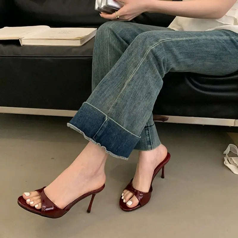 LBSFY  - Brand Women Slippers High Heels Sandals Sexy Pointed Open Toe Party Wedding Summer Shoes Woman Soft Outdoor Slides