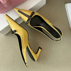 Lbsfy Design High Heels Female Butterfly-Knot Zip Mules Pumps Ladies Sexy Pointed Toe Slingbacks Sandals Women Zapatos De Mujer