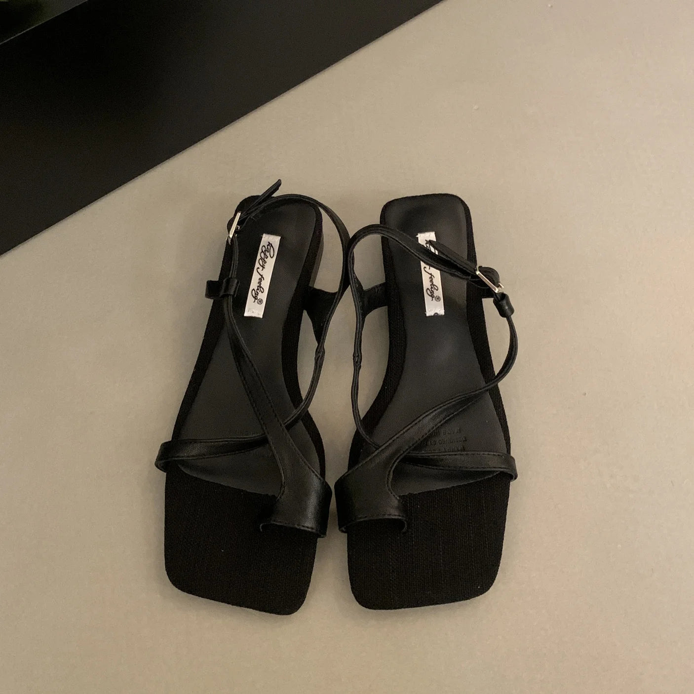 LBSFY -Brand Women Sandals Fashion Narrow Band Ladies Casual Sandal Shoes Square Low Heel Outdoor Gladiator Shoes Beach Shoes