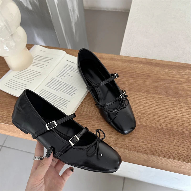 LBSFY -Spring Autumn Women Mary Jane Shoes Soft Casual Outdoor Dress Flat Ballet Shoes Round Toe Shallow Slip On Flats Mujer