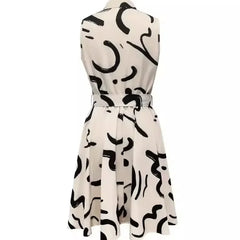 LBSFY  -  New Women's Printed Sleeveless Lace-up Dress Shirt Mini High Waist Dress Single Breasted Fashion Summer