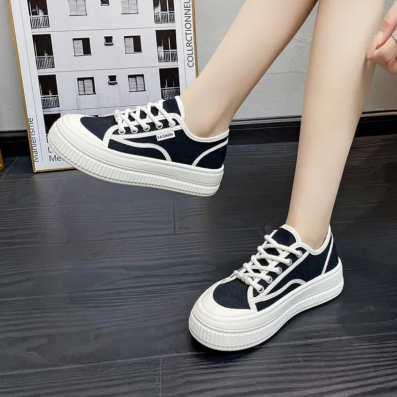 LBSFY  -  Fashion Casual New Designer Canvas Shoes for Women Spring Autumn White Women's Vulcanize Shoes Solid Color Sneakers Ladies
