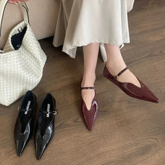 Lbsfy Fashion Comfort Shallow Flat Shoes Women Pointed Toe Elegant Office Shoes Buckle Strap Designer Footwear Female Zapatos De Mujer