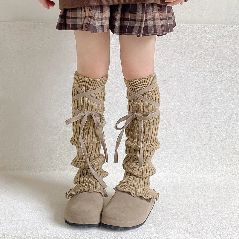 Lbsfy Korean Sweet Kids Lace Leg Warmers Knitted Foot Cover Children Girls Lolita Style Solid Autumn Winter Elastic Tube Socks