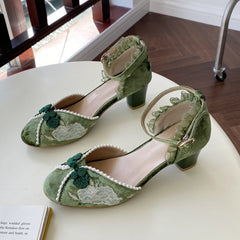 LBSFY -New Women Dress Shoes High Heels Mary Janes Shoes Denim Pumps Ankle Strap Ladies Shoe Office Zapatos Mujer