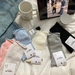 Lbsfy Loose Pink Socks Women Cotton Ultrathin Breathable Candy Color Simple High Sports Socks Casual Elastic Breathable Slouch Socks
