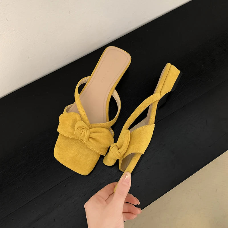 LBSFY  Summer Women Fashion Butterfly-knot Slippers Casual Open Toe Beach Vacation Slides Party Dress Shoes