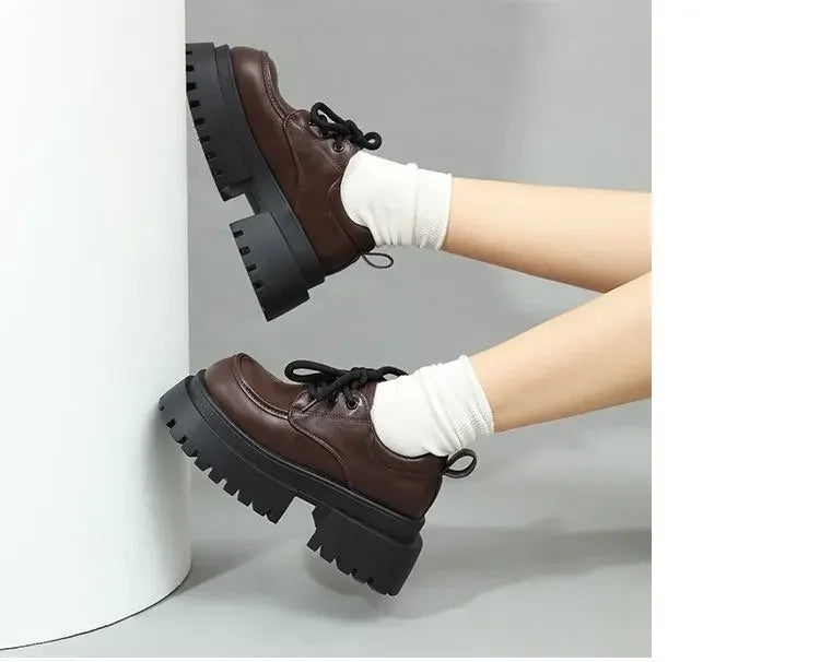 LBSFY -Women's 2025 New Japanese Style Mary Jane Shoes Black Brown Leather Thick Sole Round Toe Comfort Square Heel Lolita Girl's Shoes