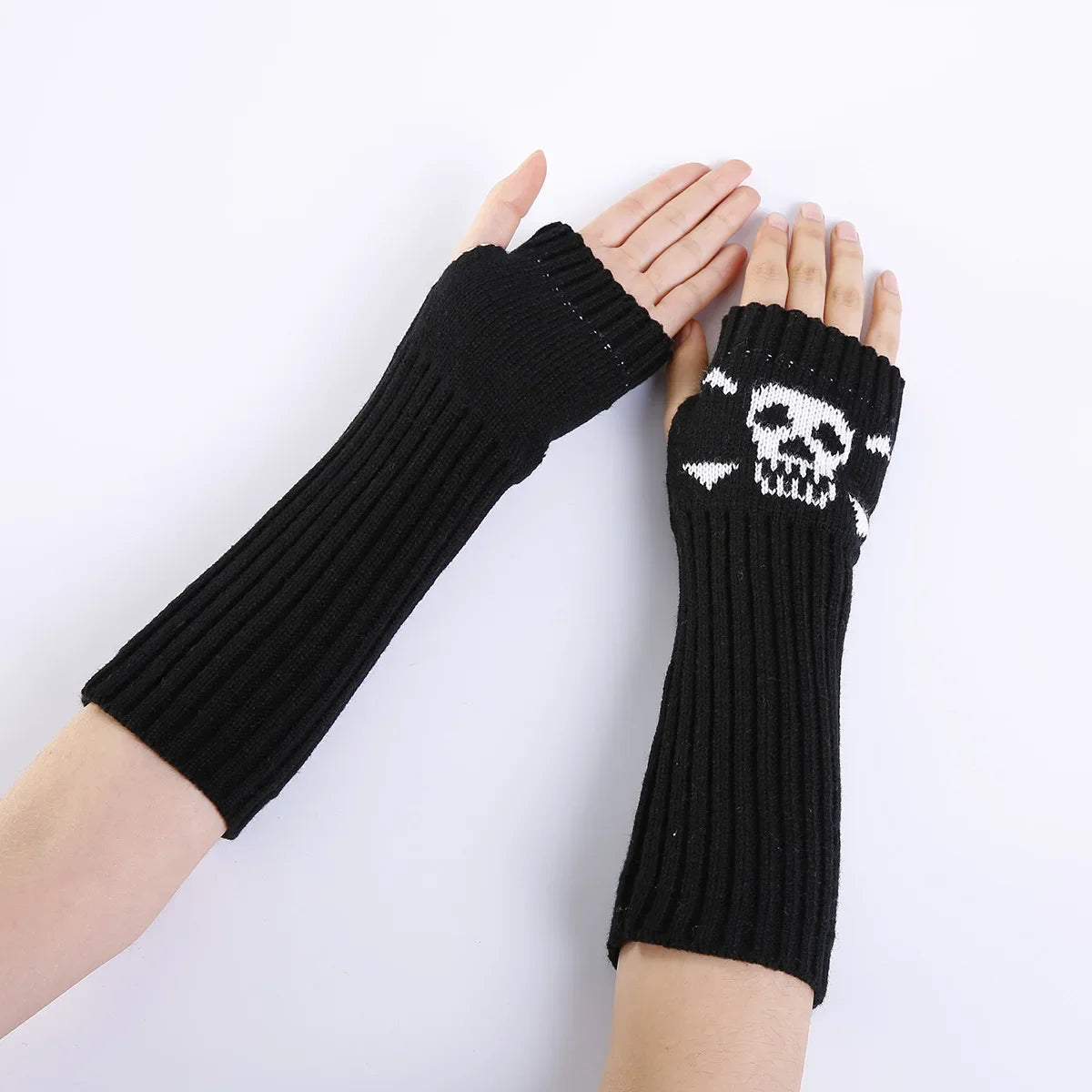 Lbsfy Skull Stockings Gloves Set Punk Women Harajuku Dark Gothic Y2K Long Socks Knee Lolita Girls High Socks Cosplay Accessories