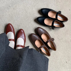 LBSFY  -  Fashion Women Flats Brand Design Square Toe Women Ballet Shoes Casual Buckle Strap Female Dress Shoes Low Heels Mu