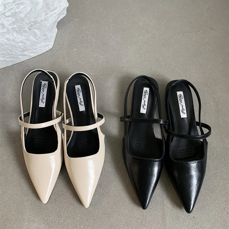 LBSFY  -Summer Women Cover Toe Flats Sandals Fashion Ladies Elegant Soft Leather Dress Singbacks Sandalias