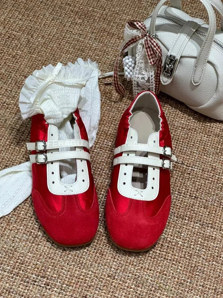 LBSFY -Silver Ballet Flats Women's Soft Leather Sport Mary Jane Ribbon Embellished Adult 1 Slip-on Casual Shoes