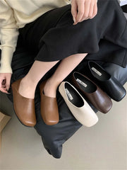 LBSFY  -  Round Toe Women Loafers 2024 New Arrivals Black Brown Khaki Beige Shallow Slip On Dress Shoes Daily Mules Shoes Mary Size 35-39