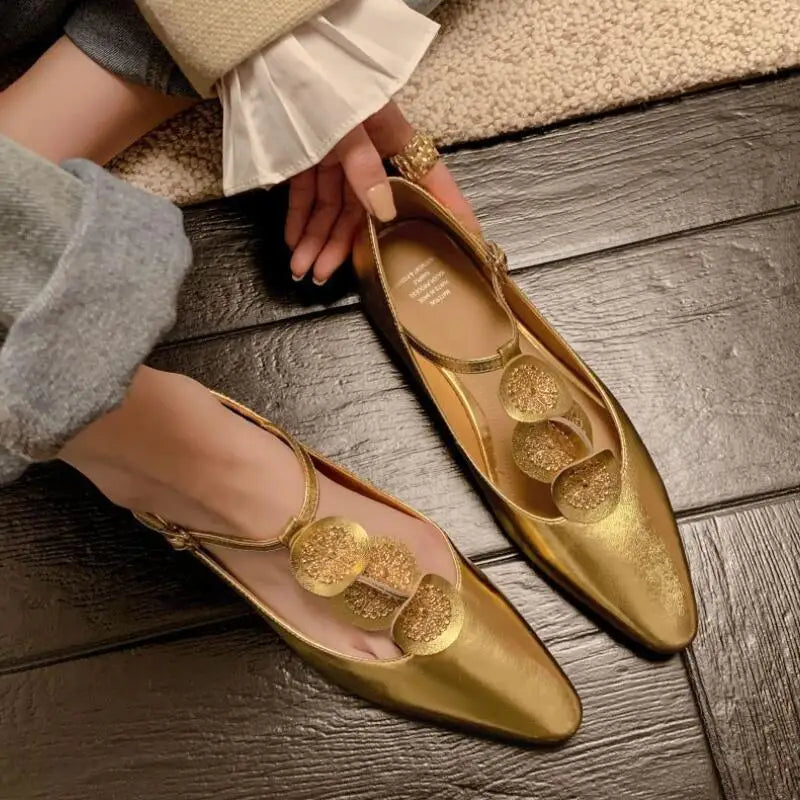 LBSFY  -  Trend Retro Women Flat Heel Shoes Fashion Summer Pointed Toe Ladies Elegant Dress Pumps Low Heel Mary Jane Shoes Footwear Mujer
