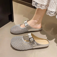 LBSFY -Shoes Woman's Slippers Cover Toe Slides 2025 Summer Soft Flat Flat Shoes Female Cover Toe Slippers Women Summer Pantofle Slides