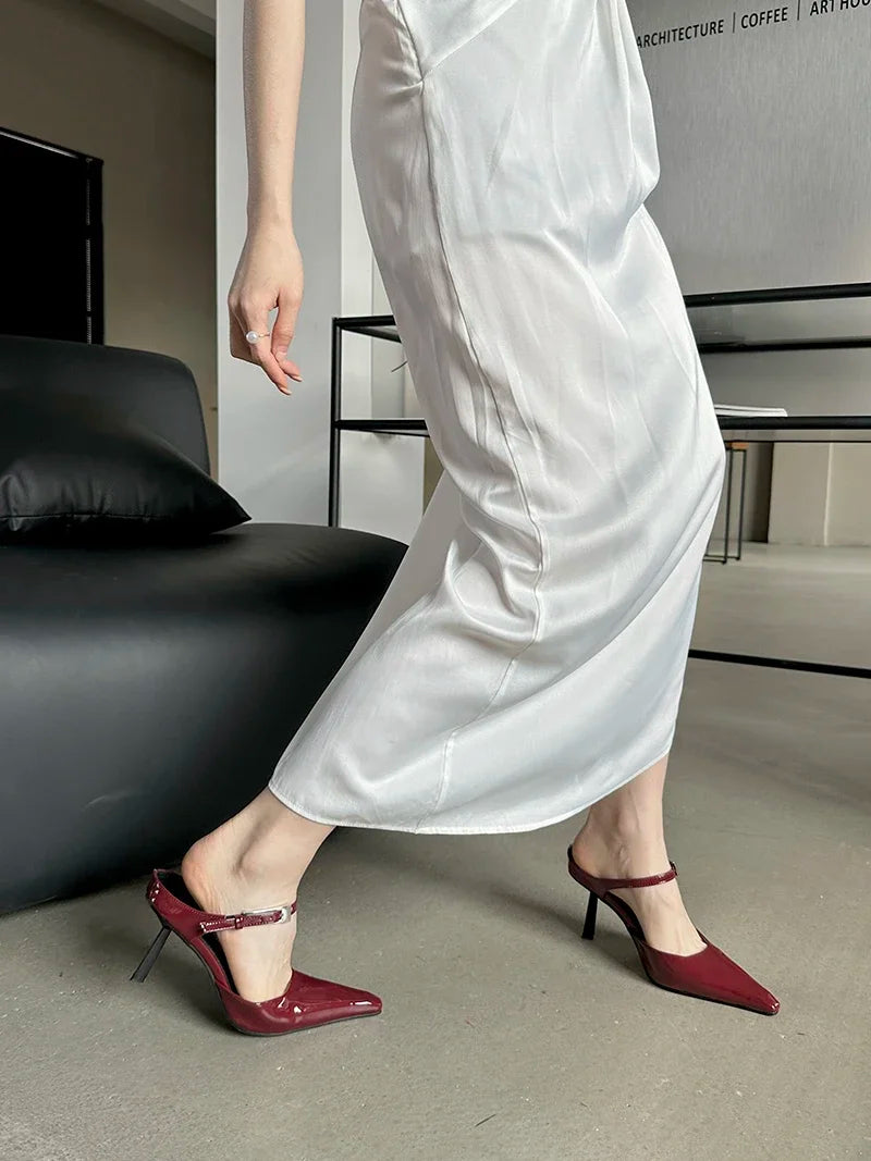LBSFY -Sexy Thin High Heels Mules Woman Pumps Slippers Elegant Pointed Toe Shallow Buckle Strap Dress Female Shoes