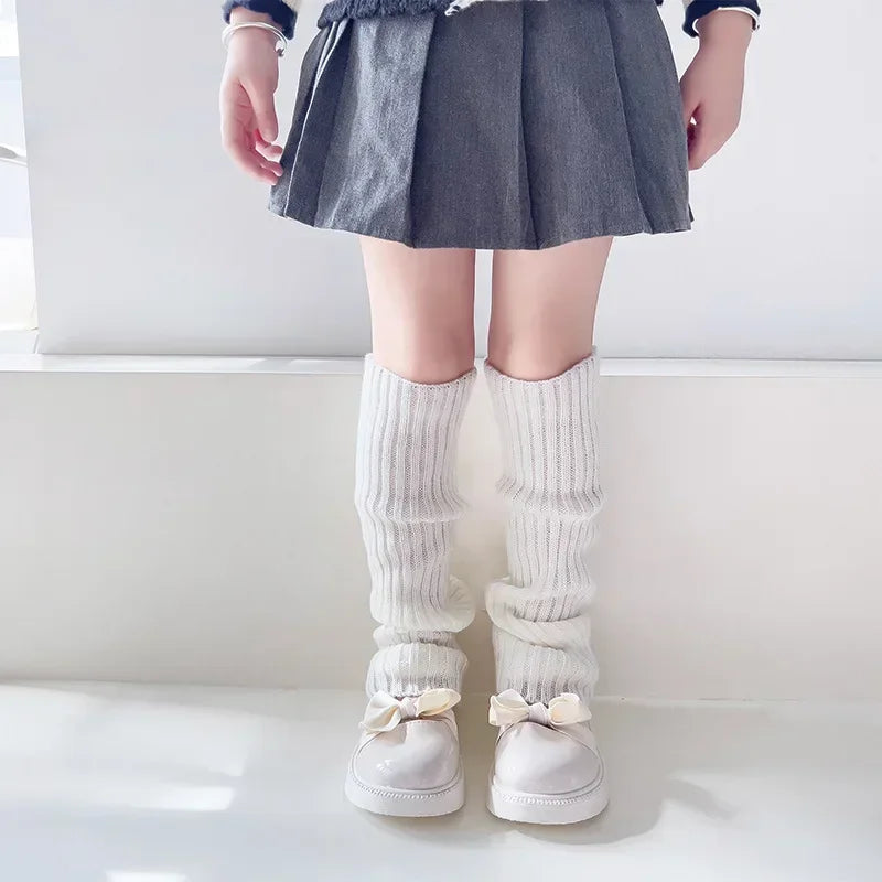 Lbsfy Children JK Lolita Leg Warmer for Girls' Autumn Winter Cute Knitted 40cm Long Foot Cover Y2K Punk Gothic Crochet Socks