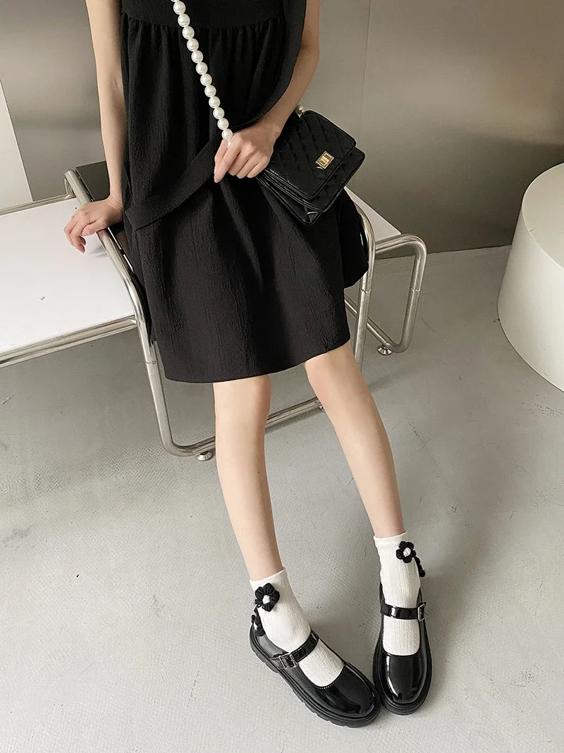 LBSFY -Women Black Lolita Shoes Casual Platform Mary Janes Heels Women Vintage Pumps for Women College Student Low Heel Women's Shoes
