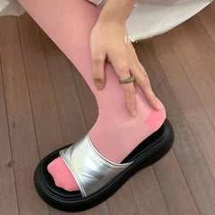 LBSFY  - 2024 Summer Open Toe Women Slippers Fashion Elegant Thick Bottom Slides Shoes Ladies Outdoor Platform Flats Sandalias