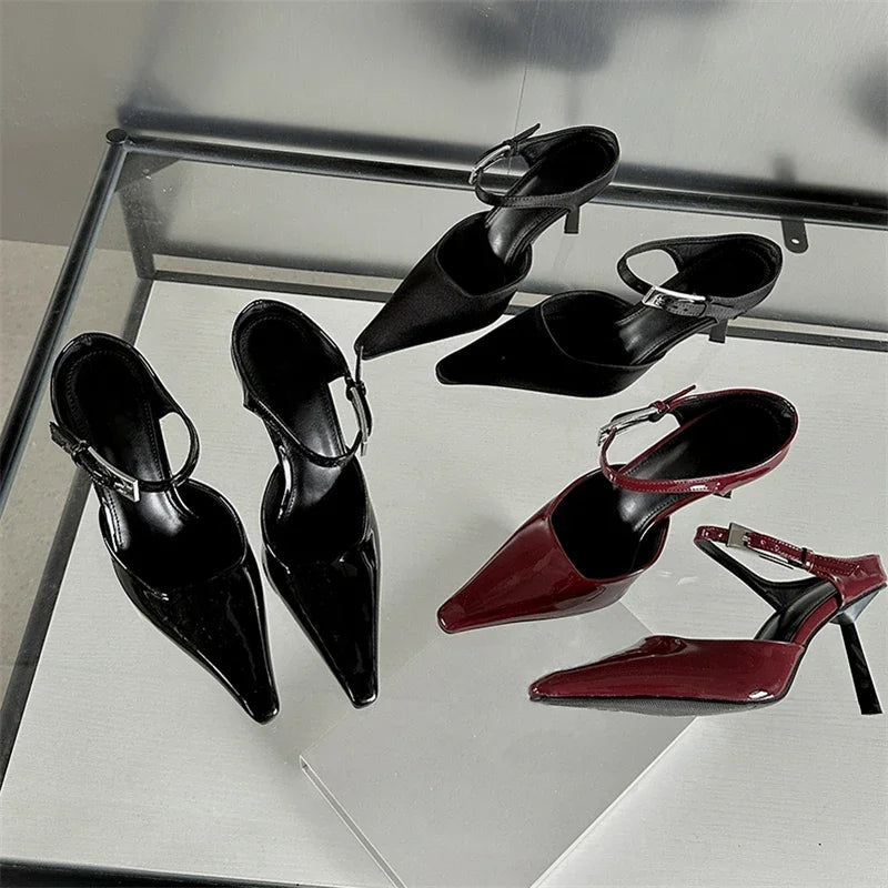 LBSFY -Sexy Thin High Heels Mules Woman Pumps Slippers Elegant Pointed Toe Shallow Buckle Strap Dress Female Shoes