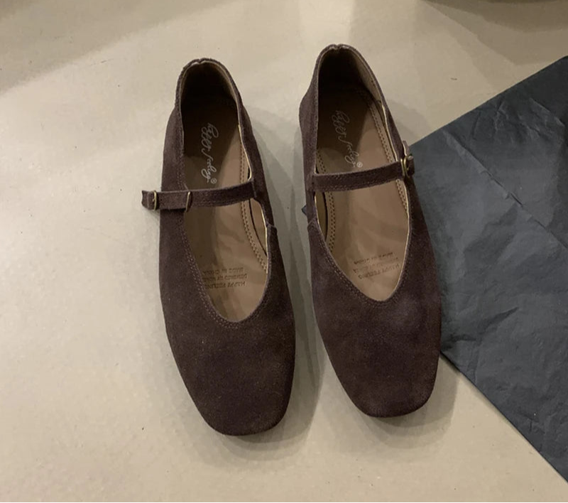 LBSFY -2025 Autumn Fashion Flat Ballet Shoes Women Shallow Ballet Leather Round Toe Female Ballerina Soft Moccasin Mary Janes Shoes