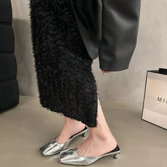 LBSFY  -  Designer Summer Women Mules Slipper Fashion Shallow Square Toe Slides Outdoor Dress Sandal Women's Pumps