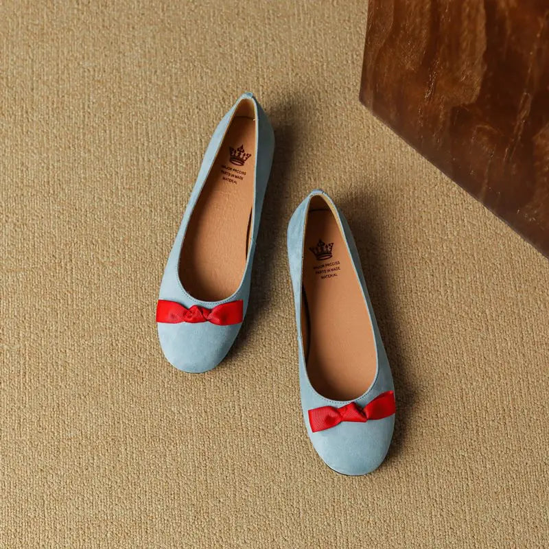 LBSFY  -  4 Colors Plus Size 34-43 New Suede Leather Women Flats Bowtie Spring Summer Ladies Flat Shoes Basic Slip On Footwear