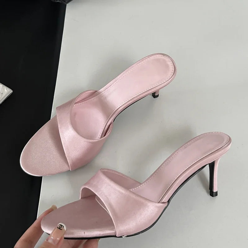 LBSFY -Summer Fashion Woman Slippers Slip On Thin Low Heels Party Stripper Dress Ladies Mules Slides Zapatos Mujer