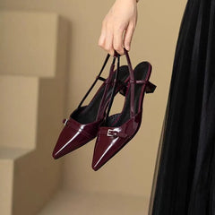 LBSFY -New Pointed Toe Sexy Mid Heels Party Shoes Women Sandals Designer Brand Pumps Slingback Casual Shoes Dress Shoes