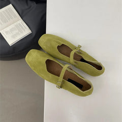 LBSFY  -  2025 new Mary Jane women's shoes suede leather non-slip ballet flat shoes square toe comfortable female shoes