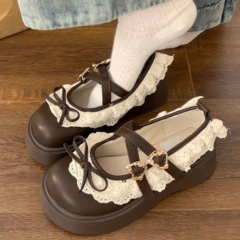 LBSFY -Designer Women's Mary Jane Shoes with Elegant Butterfly-Knot Thick Heel Fashionable Party Dress Footwear Platform Sandals