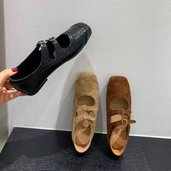 LBSFY -New Fashion Ladies Leather Flat Shoes Mary Jane Casual  Women Buckle Shoes Ladies Casaul Dress Low Heel Leather Shoes