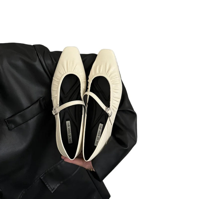LBSFY -Luxury Designer Women Mary Jane Flat Shoes Fashion Shallow Buckle 2024 Ladies Comfort Soft Sole Flat Heel Ballerina Shoes