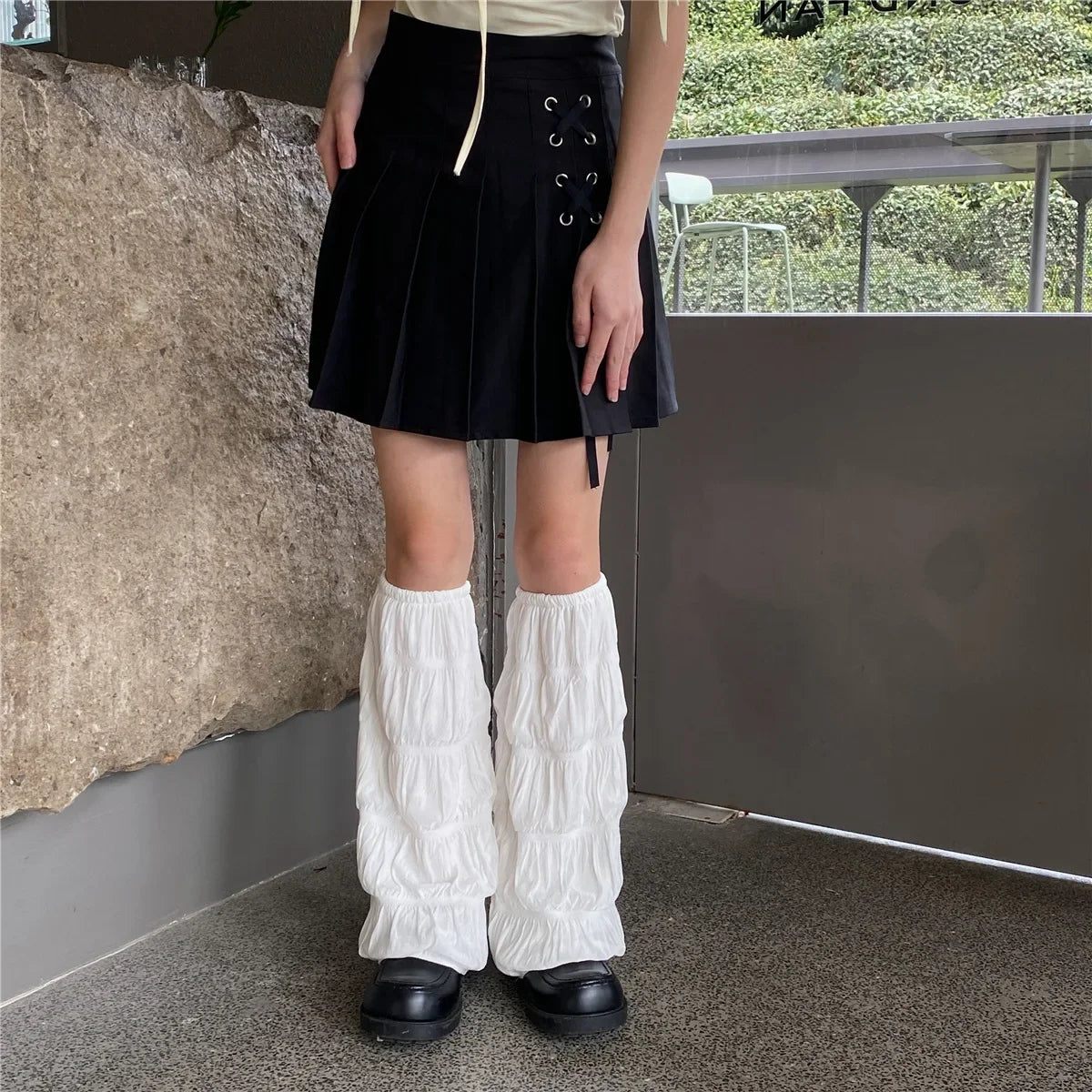 Lbsfy Summer Pleated Leg Warmers Japanese Y2K Socks Wide-leg Harajuku Socks Hot Girl Sleeves Tube Lolita Jk Calf Socks Leg Covers