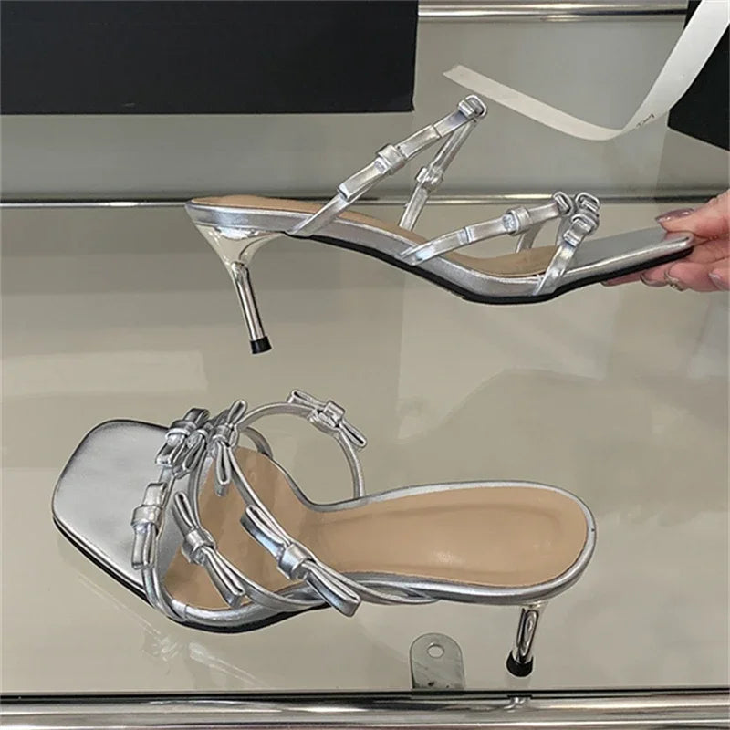 LBSFY -Summer Fashion Leopard Narrow Band Woman Slippers Thin Low Heels Party Stripper Ladies Mules Slides Zapatos Mujer