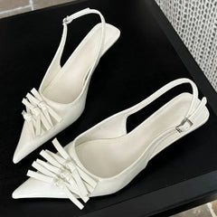 Lbsfy Bowknot Designer Kitten Heel Sandals Women Summer Elegant High Heels Female Shallow Pointed Toe Pumps Dress Shoes Women