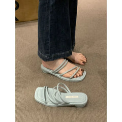 LBSFY -French Style Low Heel Sandals Women's Outdoor Wearable Slippers Exposed Toe Thin Strap Gentle Evening Breeze Slippers