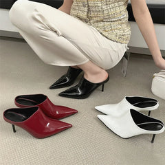 LBSFY -Spring Fashion Woman Slippers Sexy Pointed Toe Thin Low Heels Wedding Party Slides Mules Shoes Zapatillas De Mujer