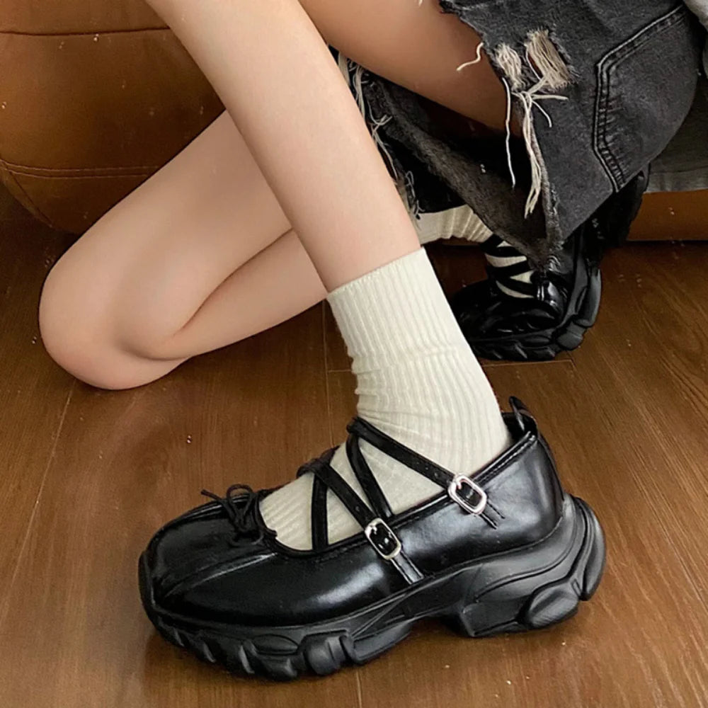 LBSFY -Summer Chunky Women Sports Shoes Fashion Shallow Butterfly-knot Platform Flat Shoes Ladies Casual Outdoor Mary Jane Shoes 2025