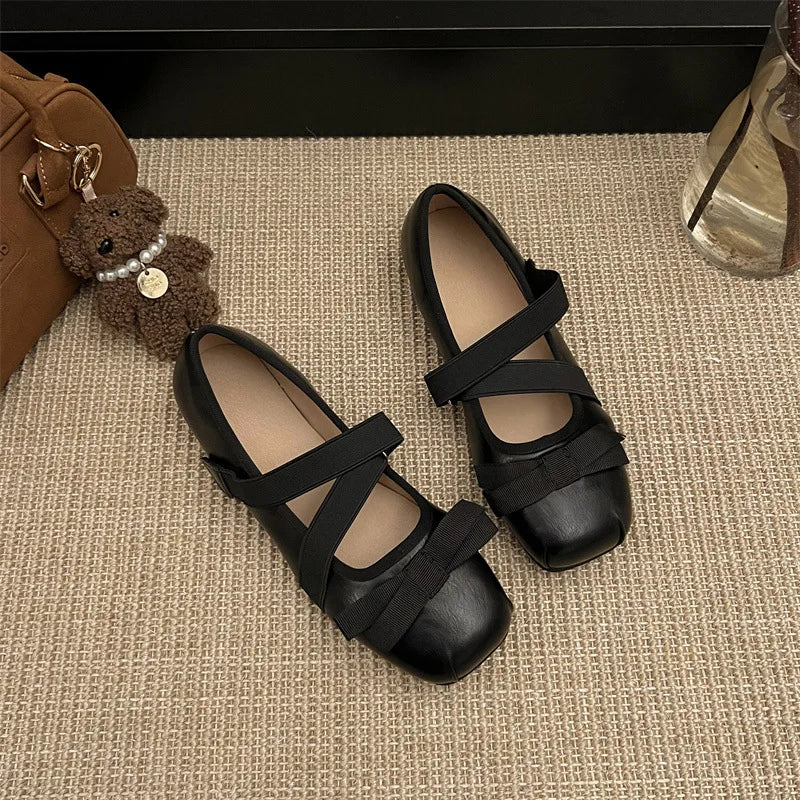 LBSFY -French Style Retro Bow Mary Jane Shoes Women's Outer Wear Spring 2025 New Style Ballet Style Shoes