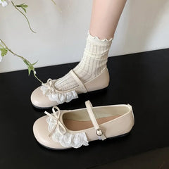 LBSFY -2025 Autumn Lace Women Mary Jane Shoes Fashion Shallow Round Toe Lolita Shoes Ladies Elegant Outdoor Single Shoes Women Loafers
