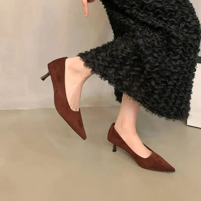 LBSFY -Fashion Sexy Flower Pointed Toe Thin Low Heels Pumps Women Elegant Wedding Slingback Mules Shoes Zapatos De Mujer