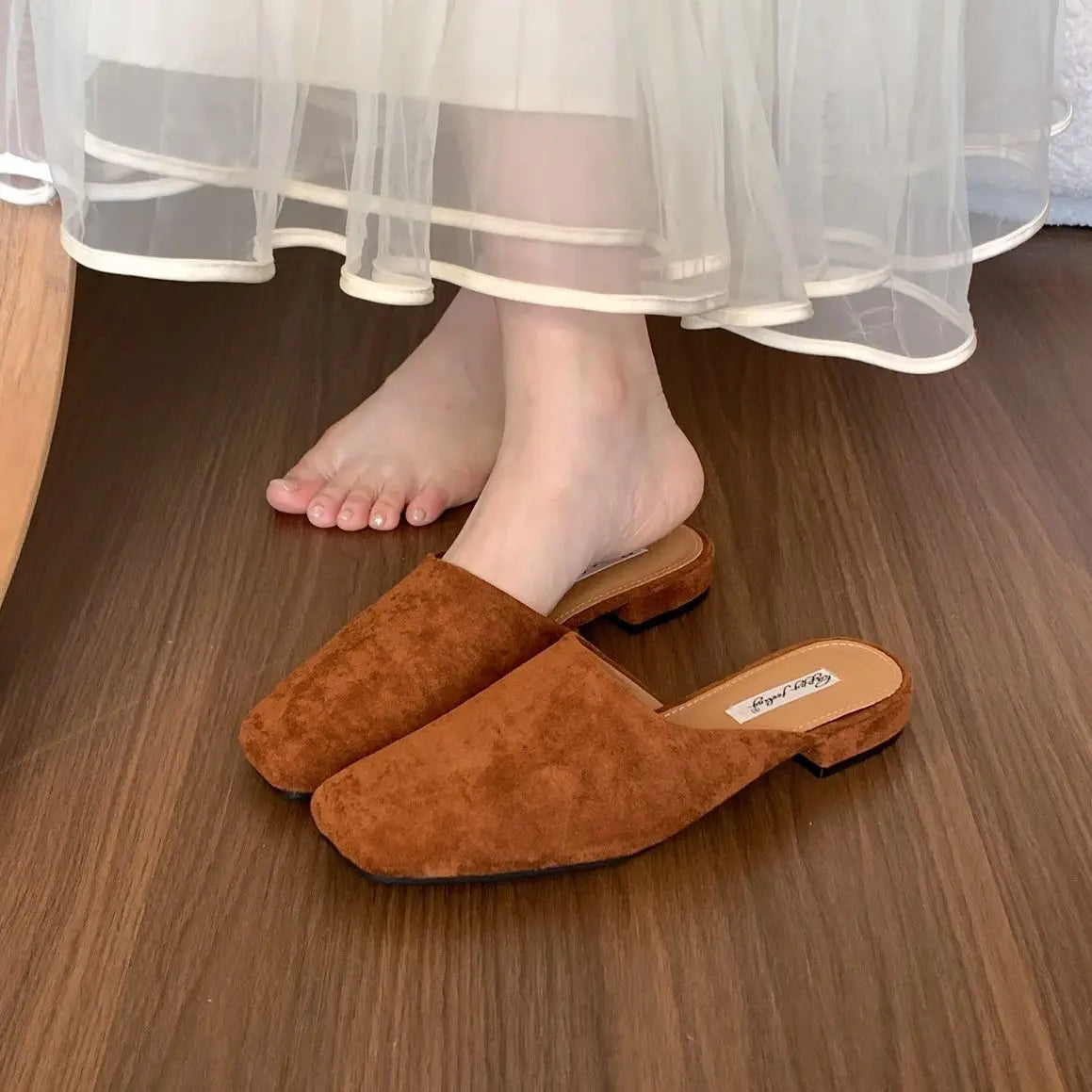 LBSFY -Brand Women Slippers Square-toed Muller Shoes Lady Luxury Low Heel Outdoor Slippers Summer Fashion All-Match Slides