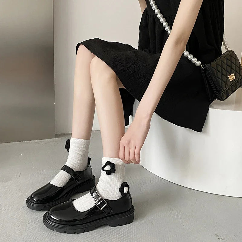 LBSFY -Women Black Lolita Shoes Casual Platform Mary Janes Heels Women Vintage Pumps for Women College Student Low Heel Women's Shoes